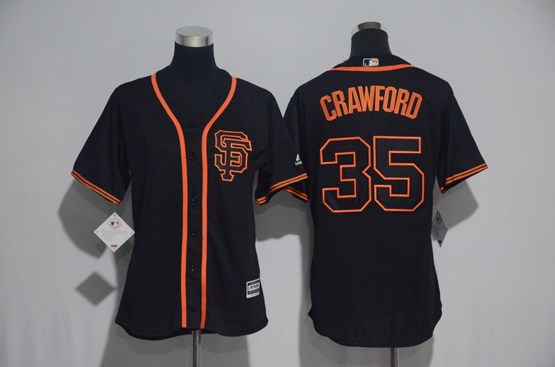 Womens 2017 MLB San Francisco Giants #35 Crawford Black Jerseys